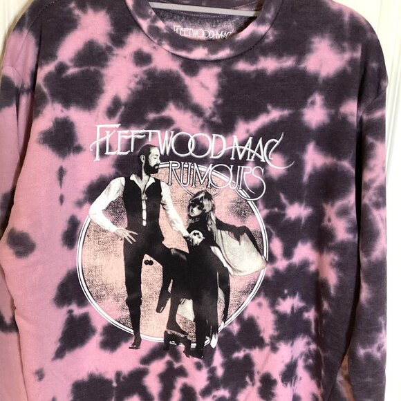 Fleetwood Mac Rumours Women's Purple Tie Dye Sweatshirt Crew Neck Size L - Picture 2 of 7